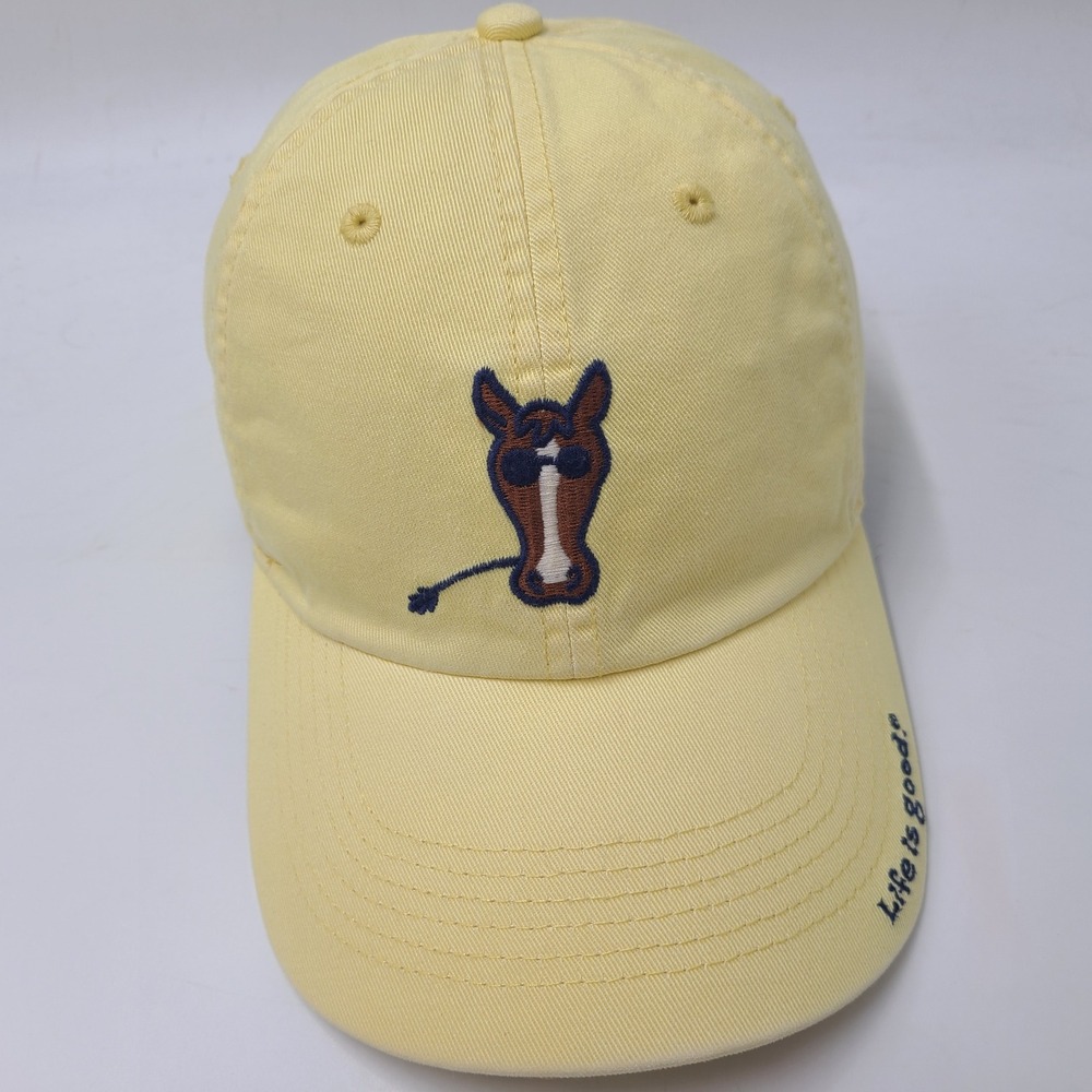 Life is Good Hat Adjustable Yellow Horse Blind Sunglasses Casual Logo Dad Men
